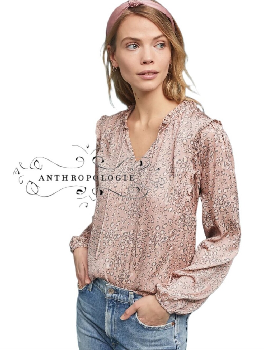 Dolan Blush Pink Leopard Miramar Blouse for Anthropologie